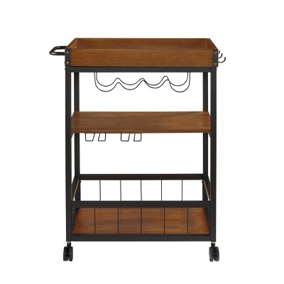 Austin Kitchen Cart Metal/Wood - Linon, Black