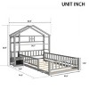 Twin Size House Bed, Solid Pine Wood Floor Bed Frame with Guardrails and Nightstand, No Box Spring Needed - Baofuwish - 4 of 4