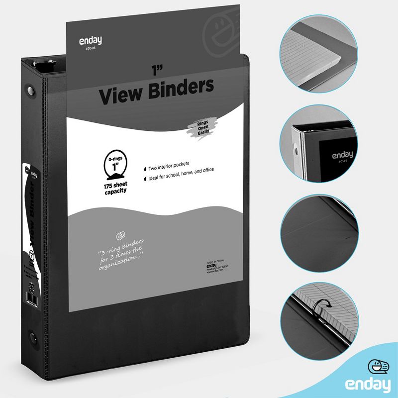 Enday 3-Ring View Binder With 2-Pockets, 3 of 7