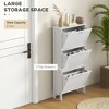 ZHUTA Narrow Shoe Storage Cabinet for Entryway with 3 Flip Drawers, Slim Shoe Rack Organizer with Louvered Doors for 6 Pairs of Shoes, White - 2 of 4
