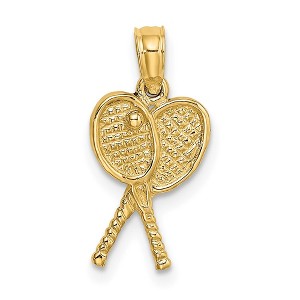Black Bow Jewelry 14k Yellow Gold Petite Tennis Racquets Pendant - 1 of 4