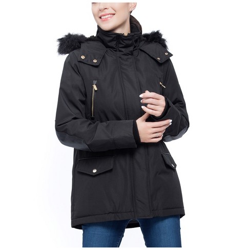 Rokka&rolla Women's Winter Coat With Faux Fur Hood Parka Jacket