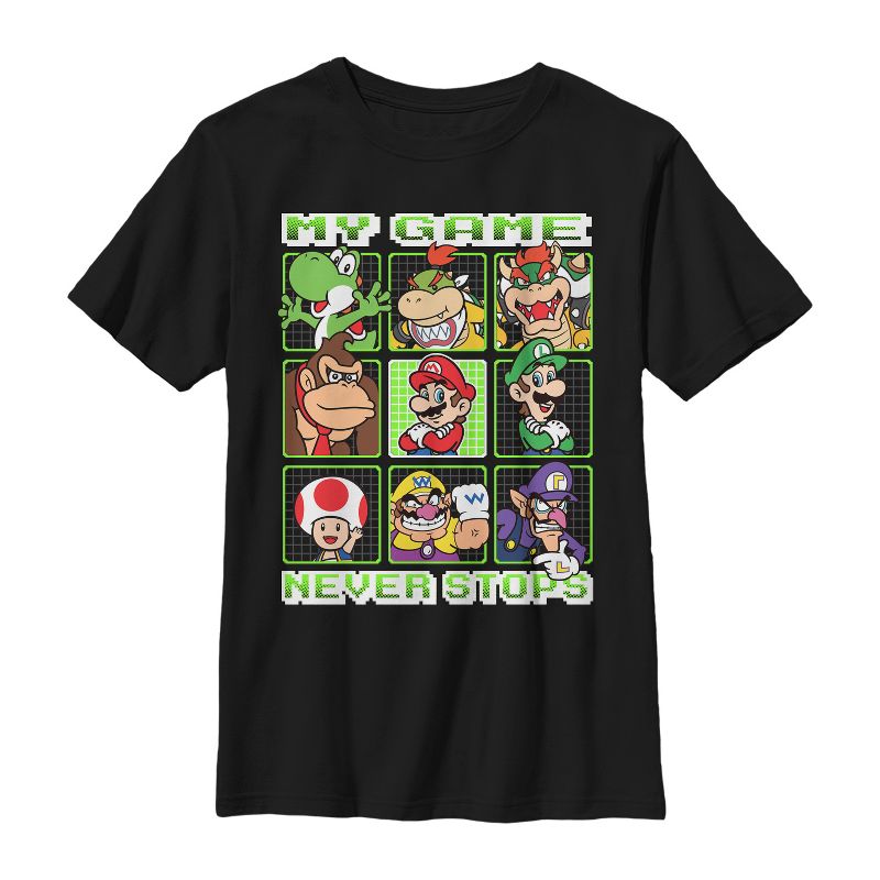 Boy's Nintendo My Game Never Stops Mario Brothers T-Shirt, 1 of 5