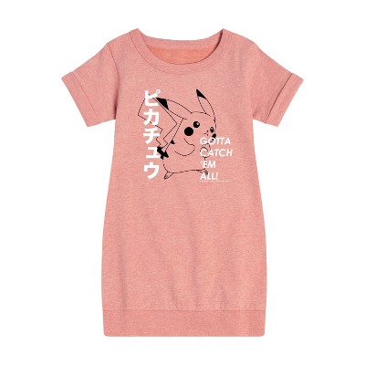 - Pokémon - Pikachu Japanese Graphic Short Sleeve Fleece Dress