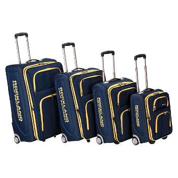 Rockland Varsity Polo Equipment 4pc Softside Checked Luggage Set - Navy