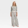 Women's Plaid Ribbed Long Sleeve Holiday Matching Family Pajama Shirt - Wondershop™ Cream - 3 of 4
