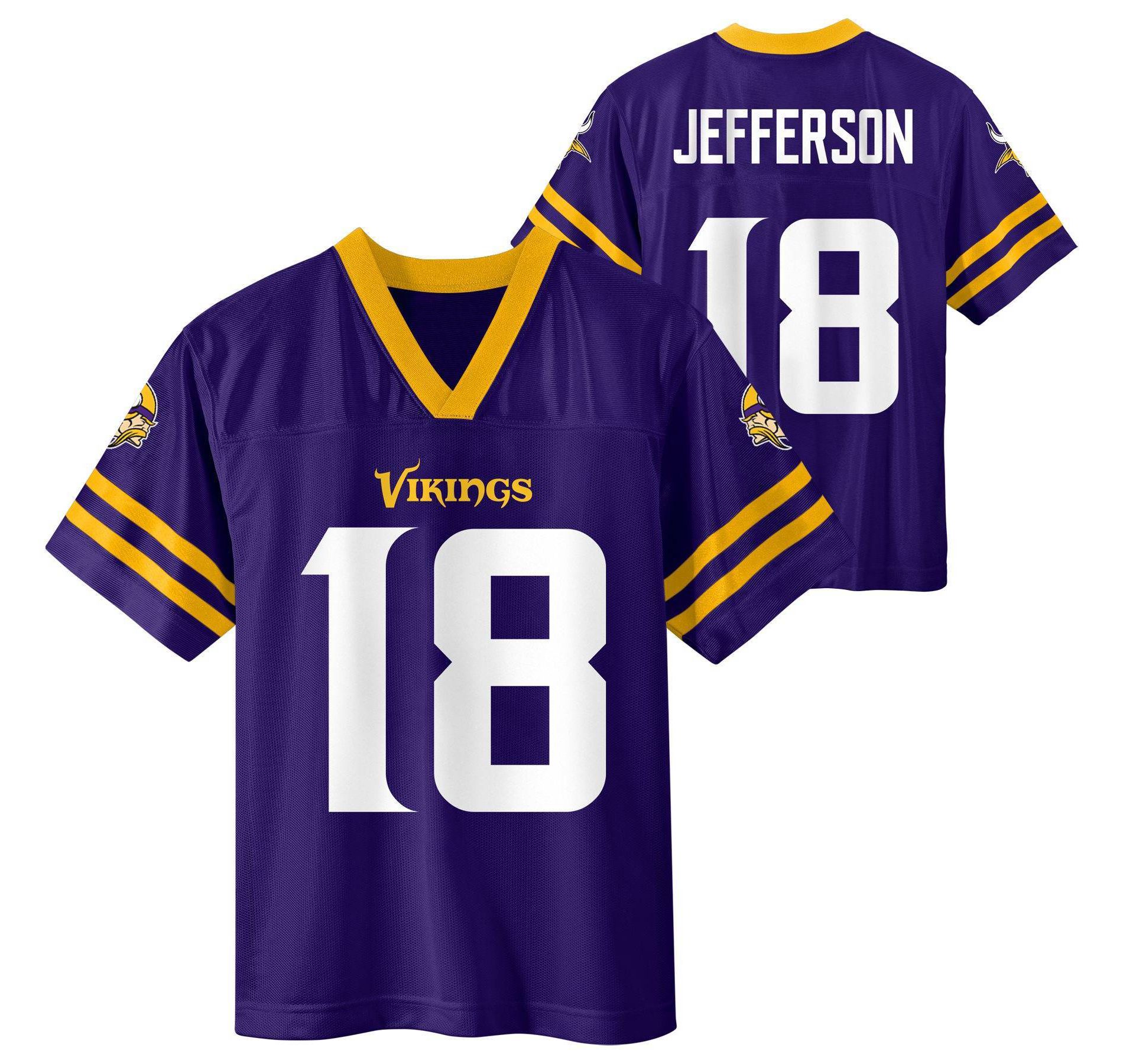 NFL Minnesota Vikings Justin Jefferson Boys' Short Sleeve Jersey - L