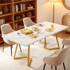 Gulches Modern Chic Series Contemporary White Gold Faux Marble Veneer 48 in Heavy Duty Metal Frame Base Dining Table Seats 4 - 3 of 4