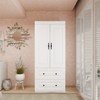 Keloyid White Wood 31.5 in. Armoire with 2 Drawers, 1 Shelf and Hanging Rails - 3 of 4