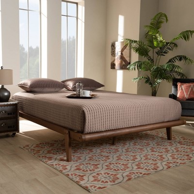 Kaia Walnut Brown Full Size Mid-Century Modern Platform Bed Frame