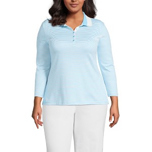 Lands' End Women's 3/4 Sleeve Supima Cotton Polo Shirt - 1 of 3
