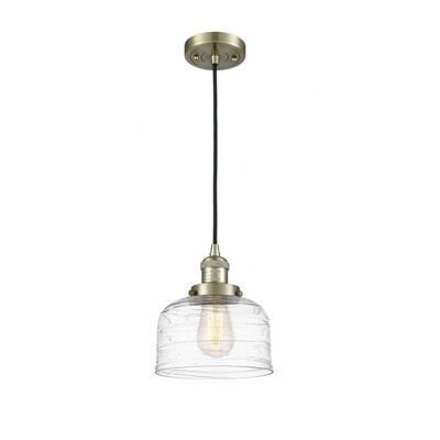 Bell - 1 Light Cord Hung Mini Pendant In Industrial Style-10 Inches Tall and 8 Inches Wide