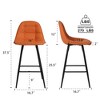 Resenkos Counter Bar Stools, Counter Stool,Counter Stools,Set of 2 Bar Stools with Back and Footrest, 25.5" Armless Barstool Chairs,Orange Brown - 3 of 4