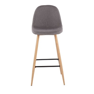 Natural Metal and Charcoal Fabric Swivel Barstools, Set of 2