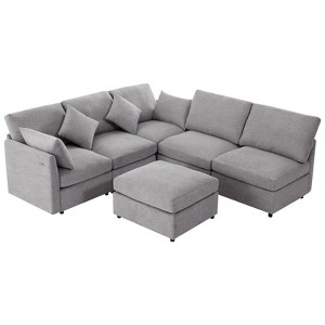 GlasFlength Sectional Sofas,Spacious and Comfortable, Gray L-Shaped Sectional Sofa,Gray,85.4"*62.2"*33" - 1 of 2
