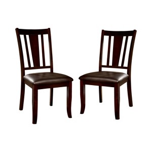 24/7 Shop At Home Set of 2 Glaivewood Barred Back Leatherette Padded Side Chair Espresso: Upholstered, High-Back, Wood Frame - 1 of 3