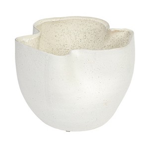 Storied Home 7.25 Inches Stoneware Ruffled Planter with Sand Finish and Reactive Glaze, Holds 4 Inches Pot, White - 1 of 4