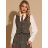INSPIRE CHIC Women's Vintage Plaid V Neck Single Breasted Sleeveless Vest - 4 of 4