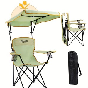 UBSSO Folding Camping Chair With Reinforced Shade Canopy Comfortable Wide Seat With Cup Holder And Side Pocket Portable Outdoor Chair - 1 of 4