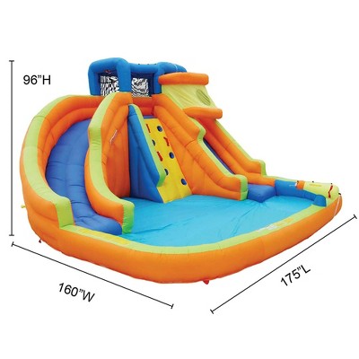 Drop Zone Multi-Color Inflatable Water Park with Slide and Cannon
