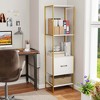 Costway 5-Tier Bookshelf with 4 Open Shelves Storage Drawer Modern Book Storage Organizer Brown/White - 4 of 4