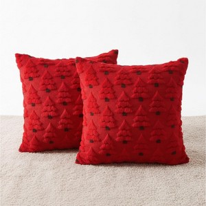 LISM Christmas Tree Pillowcases,Faux Fur Wool Throw Pillow Covers Set of 2 - 1 of 4