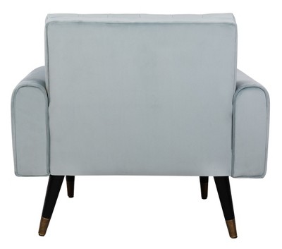 Slate Blue Velvet Tufted Accent Chair with Vintage Black Legs