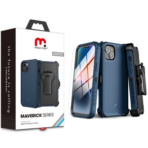 MyBat Pro Maverick Series Case w/ Holster and Tempered Glass for Apple iPhone 16e / 14 / 13 - Black - 1 of 4