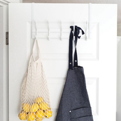 White Metal 2-Tier Over-Door Hook Rack