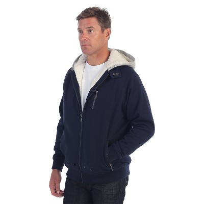 GIOBERTI Men's Faux Shearling Lined Full Zip Fleece Contrast Hoodie Jacket, Navy, Small — фото 3