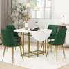 5 PCS Extendable Dining Table Set Foldable Dining Set Space-Saving Kitchen Table Set with 4 Upholstered Chairs and Round Faux Marble Table-Modernluxe - 2 of 4