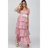 PinkBlush Pink Floral Square Neck Ruffle Layered Maternity Maxi Dress - 2 of 4