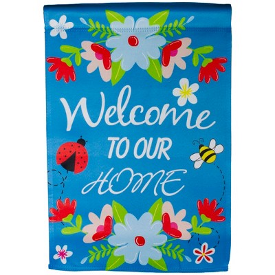 Northlight Blue "Welcome to Our House" Outdoor Garden Flag 12.5" x 18"