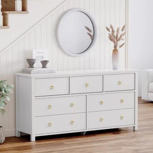 Coolmee Modern Wide Drawer Dresser with Storage, Wooden Closet Dressers Chest of Drawers Freestanding for Bedroom, Nursery, Living Room - 1 of 4