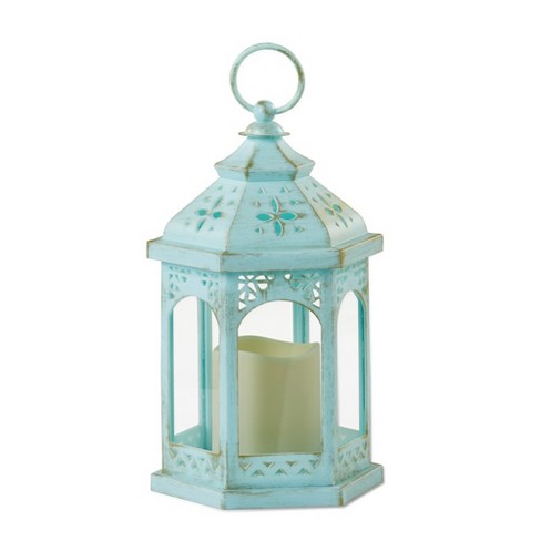 LED Vintage Decorative Distressed White Lantern - Manchester