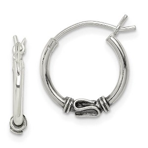 Black Bow Jewelry Antiqued, Sterling Silver Round Hoop Earrings - 15mm (9/16 Inch) - 1 of 4