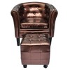 vidaXL Tub Chair with Footstool Faux Leather Lounge Arm Chair - Brown - 2 of 4