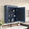 Vynxaria 24"x27" Blue Wall-Mounted Medicine Cabinet with Mirror and Adjustable Shelf - 3 of 4