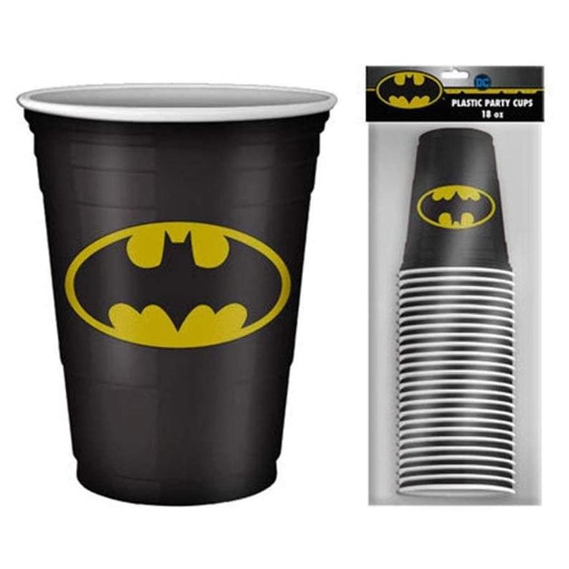 Silver Buffalo DC Comics Batman Logo 18oz Disposable Plastic Party Cups | 20 Pack, 1 of 2