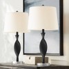 360 Lighting Modern Table Lamps 27 1/2" Tall Set of 2 Black Spiral Curved Off White Drum Shade for Bedroom Living Room House Home Bedside Nightstand - 2 of 4