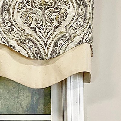 Pebble and Blush Damask Scalloped Window Valance