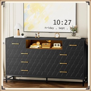 Jojoka 8 Drawer Dresser with LED Lights & Charging Station – Modern Storage Cabinet for Bedroom, Living Room, Entryway - 1 of 4