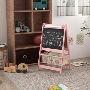 FONTOI Art Easel for Kids, 3 in 1 Kids Art Easel with Paper Roll, Storage Baskets, Standing Toddler Easel, Pink, 18.3"*36.5"*21.3" - 1 of 4