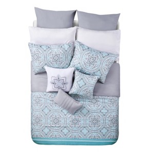 King Thalia Comforter Set Light Blue - VCNY Home