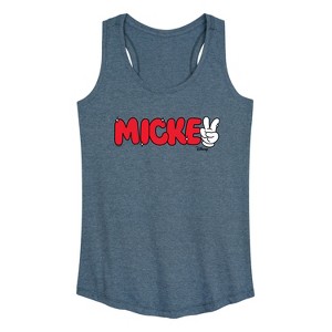 Women's - Disney - Mickey Red Hand Peace Sign Graphic Racerback Tank - 1 of 4