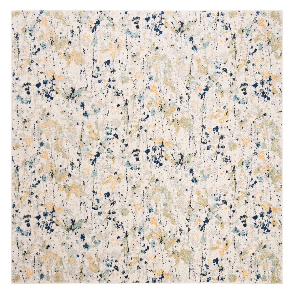 7'x7' Splatter Loomed Square Area Rug Ivory/Yellow - Safavieh