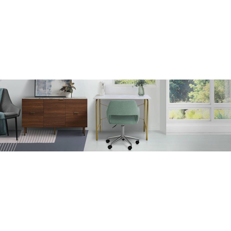 Modern Linen Style Fabric Office Swivel Chair with Wheels Mint/Chrome - Teamson Home, 3 of 12