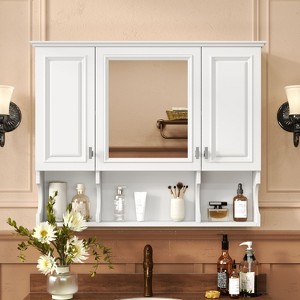 Sapphtopaz 35"x28" Wall Mounted Bathroom Cabinet with Mirror & Doors,Bathroom Wall Cabinet with Open Shelves,Modern Mirror Cabinet for Bathroom - 1 of 4