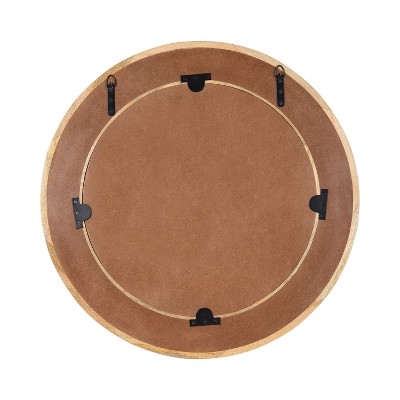 28" Natural Brown Mango Wood Round Wall Mirror