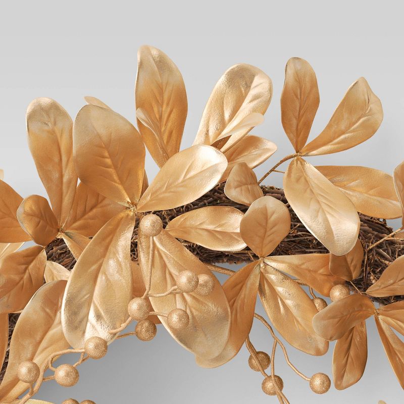 Golden Leaf Wreath - Threshold&#8482;, 3 of 4
